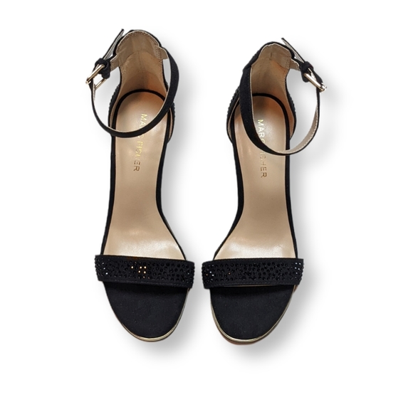 Marc Fisher Betye Black Rhinestone Sandal Pumps with Ankle Strap - Picture 5 of 8